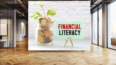 Financial education text concept isolated over white background Wall mural