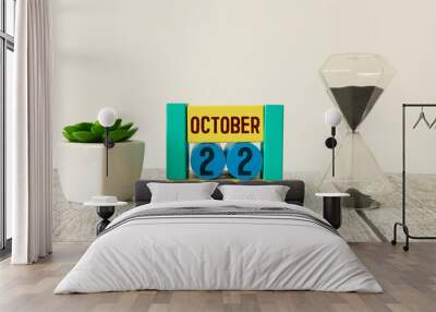 October 22 - from wooden blocks with letters, important date concept, Wall mural