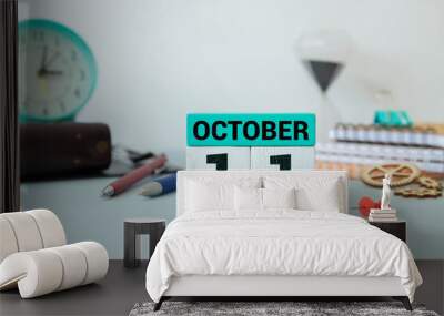 October Month, Appointment date with number cube design. Date 11. Wall mural