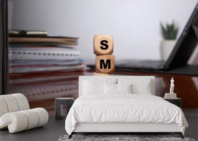 sme acronym on wooden cubes on white background. business concept Wall mural