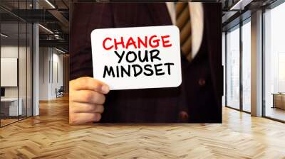 Text change your mindset on note paper Wall mural