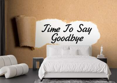 Time to say goodbye text on brown envelope Wall mural