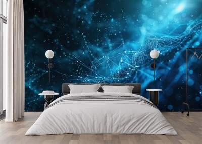 Abstract blue background of futuristic web network connection structure, Abstract digital technology concept Wall mural