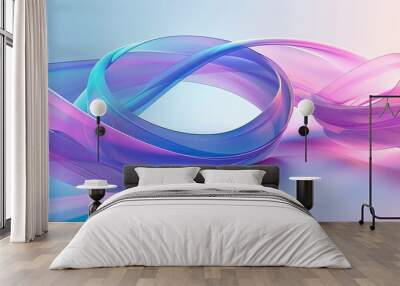 Abstract colorful background with two ribbon intertwined in gradient purple and blue background Wall mural