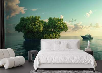 top view beautiful island in the blue sea   Wall mural