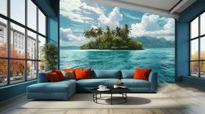 top view beautiful island in the blue sea   Wall mural