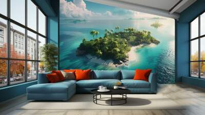 top view beautiful island in the blue sea   Wall mural