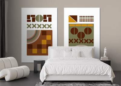 Set two of abstract Geometric mid century modern wall art. Geometry bauhaus shapes wall decor. Minimal Scandinavian wall decorations. Aesthetic home Decorations. Wall mural