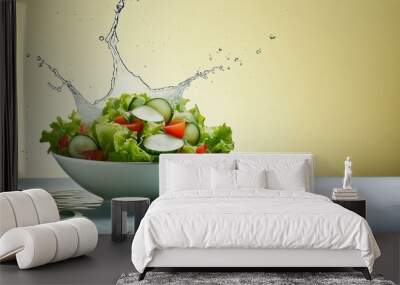 A splash of fresh vegetable salad Vegetarianism vitamins healthy nutrition diet dynamic Wall mural