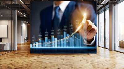 The 3d growth business graph on success financial represents profit and revenue growth Wall mural