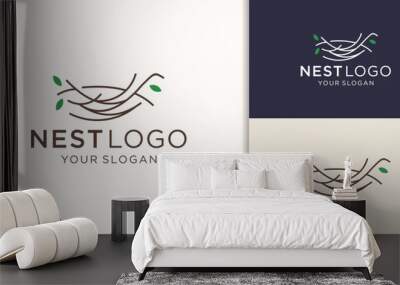 Abstract nest icon logo illustration symbol nest nature line concept. Wall mural