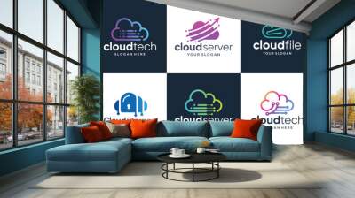 Cloud logo design template, 10 variation cloud logos Wall mural