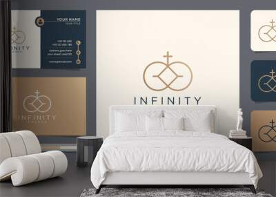 creative minimalist linear infinity logo combine with Church design template.logo and business card. Wall mural