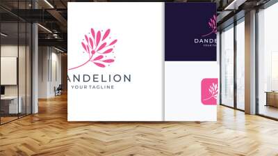 Dandelion pink flower logo vector template Wall mural