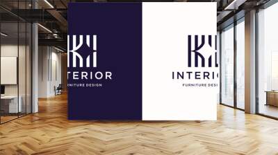 inspiration interior abstract logo in square space with spark silhouette design template. Wall mural