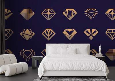 jewelry logo diamond icon set design inspiration. Wall mural