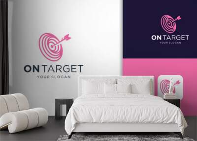 minimalist target logo design inspiration. target goal icons, symbol target arrows vector illustration Wall mural