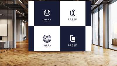 Set of abstract initial letter u and letter c combination logo template. icons for business of luxury,inspiration, elegant, simple. Premium Vector Wall mural