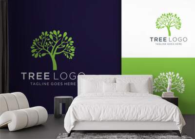 tree logo design template. inspiration tree plant vector with gradient color modern branding. Wall mural