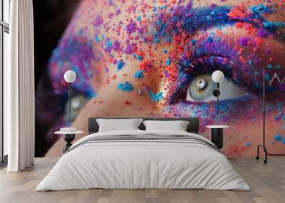 Explosion of color, bright creative makeup, colorful eyeshadow. Wall mural