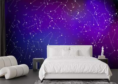 Northern hemisphere constellations, star map. Science astronomy, star chart  Wall mural