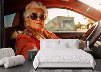 A mature, confident woman driver Wall mural