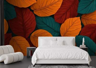 A modern flat pattern featuring autumn leaves, perfect for Thanksgiving.







 Wall mural