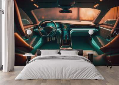 Luxury electric car interior, Generative AI Wall mural