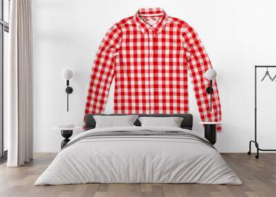 Red checked shirt isolated on white background Wall mural