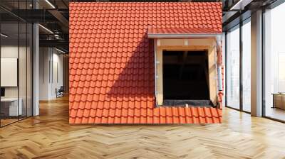 Roof with red tiles Wall mural