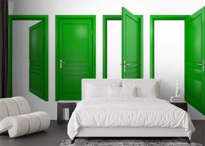 Collection of isolated green doors Wall mural