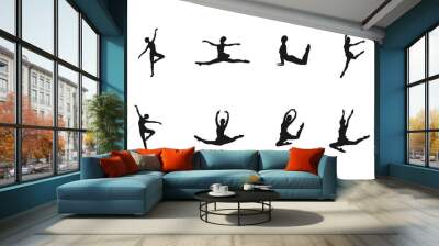 Beautiful set of ballerinas. ballet dance poses.Set of silhouettes of ballerinas in dances, movements, positions.set of silhouettes dancing in various poses and positions.isolated on white background. Wall mural