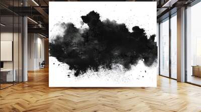 Abstract watercolor brush splash, dark black color, grunge texture, pastel watercolor painting element Wall mural