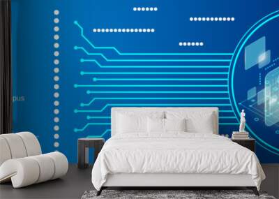 Digital technology banner vector design template. Artificial intelligence, digital mind flat 3d isometric concept Wall mural