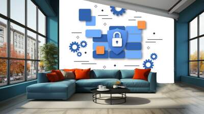 Firewall, computer security, data protection, antivirus guard flat style vector concept illustration Wall mural