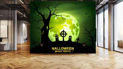 Halloween scary night vector background Wall mural