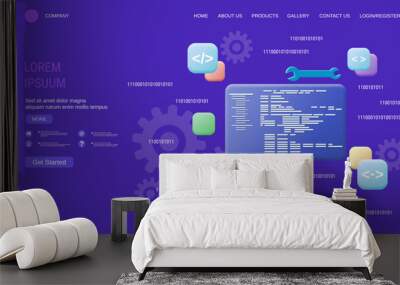 Modern trendy landing page vector design template. Application development concept Wall mural