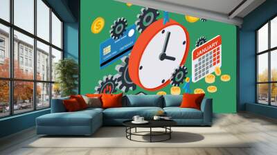 Time is money, time management, business planning vector concept Wall mural