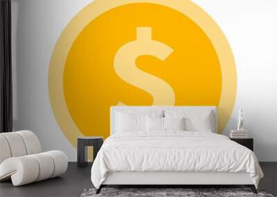 Vector dollar coin. Gold coin in flat design. Money. Wall mural