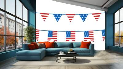 Vector garlands of USA flags set. Independence day buntings collection. United states flags. America. Wall mural