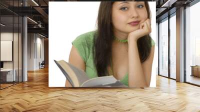 The young woman with books Wall mural