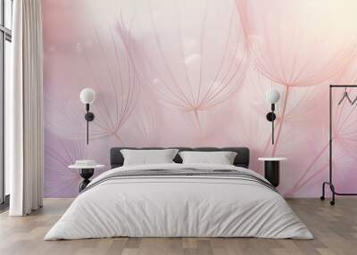 abstract pink background with flowers Wall mural