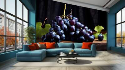 dark grapes on table Wall mural