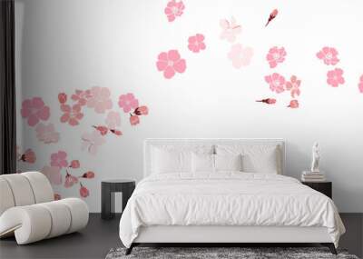 Cherry blossom vector illustration on white isolated.Peach blossom for doodle art on background.Sakura vector for tattoo design.Symbol flower of Japanese.Plum blossom vecor collection.beautiful floral Wall mural