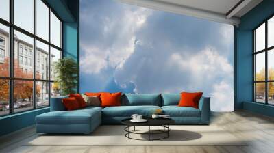 Beautiful clouds with blue sky background, Blue sky and white cloud, tiny clouds. Wall mural