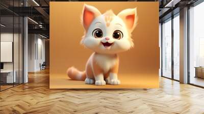 3d cute cartoon cat with nice background made with AI  Wall mural