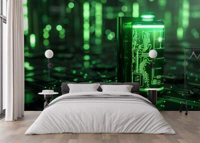 3D green battery with new energy concept 3D rendering

 Wall mural