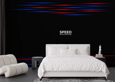 3D red blue techno geometric background on dark space with glow lines motion decoration. Modern graphic design element panoramic high speed style concept for banner, flyer, card, or brochure cover, we Wall mural