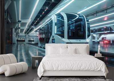 Automated airport shuttle system with futuristic design Wall mural