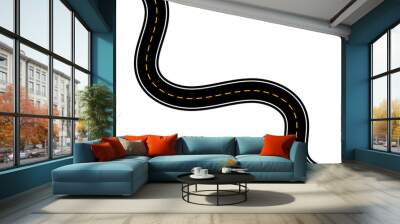 Horizontal asphalt road template. Winding road. Journey traffic curved highway. Seamless highway marking Isolated on background. Straight and winding road road. vector illustration Wall mural